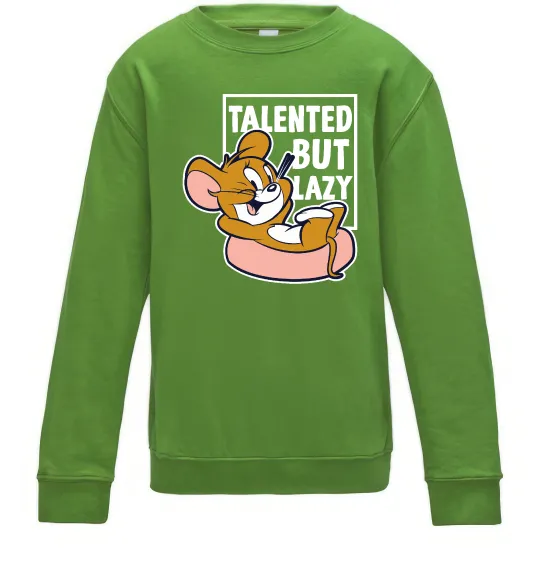 Детский Свитшот Talented but lazy Лаймовый фото