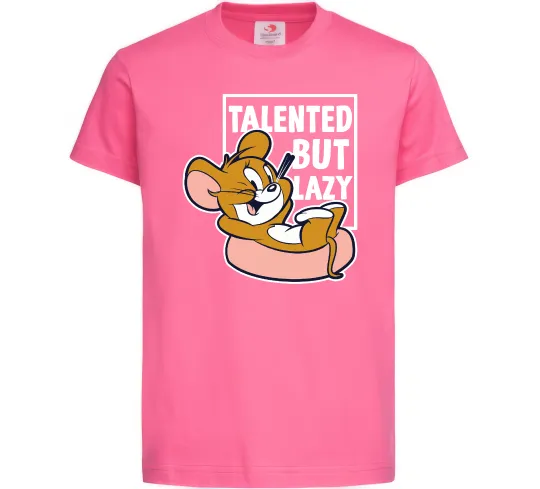 Детская футболка Talented but lazy Ярко-розовый фото