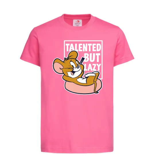 Детская футболка Talented but lazy Ярко-розовый фото