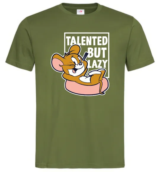 Мужская футболка Talented but lazy Оливковый фото