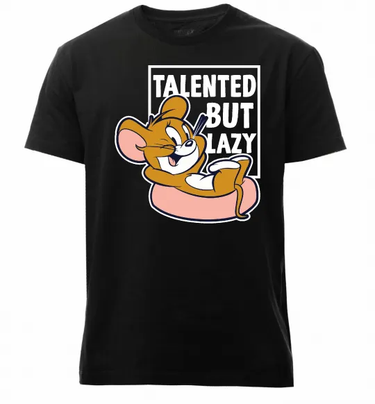 Мужская премиум футболка Talented but lazy Черный фото