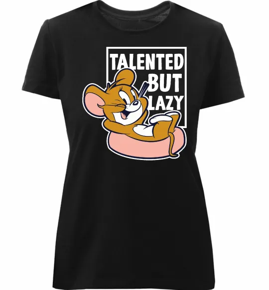 Женская премиум футболка Talented but lazy Черный фото