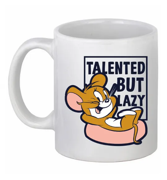 Чашка керамическая Talented but lazy Белый фото
