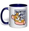 Чашка с цветной ручкой Talented but lazy Глубокий темно-синий фото