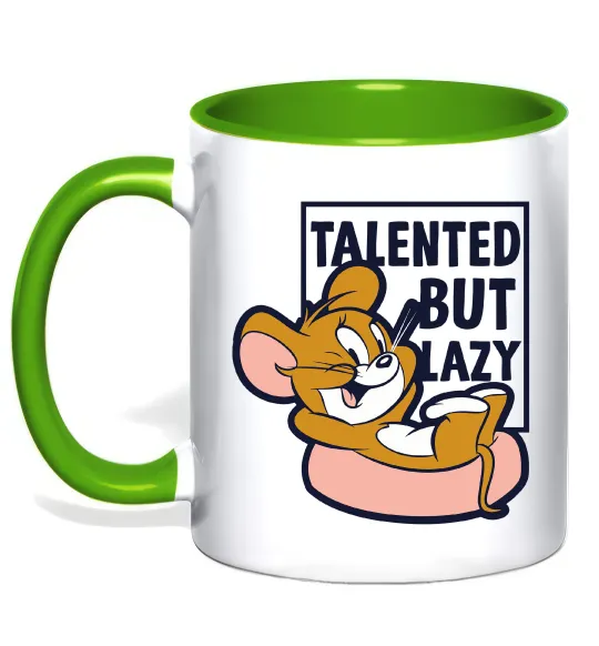 Чашка с цветной ручкой Talented but lazy Лаймовый фото