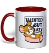 Чашка с цветной ручкой Talented but lazy Красный фото