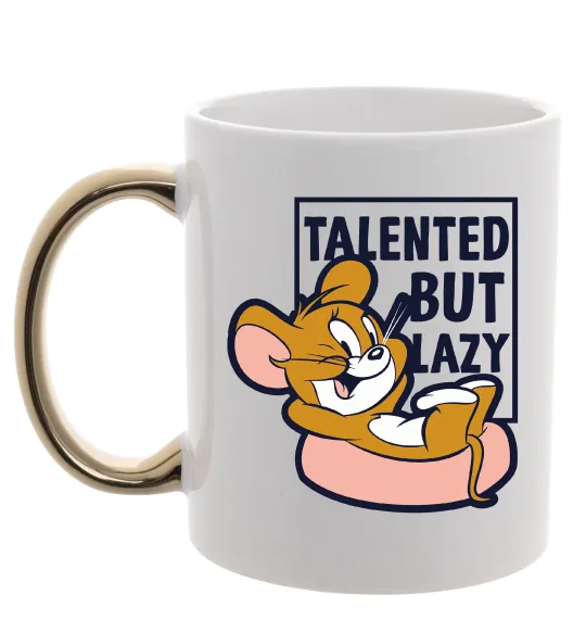 Чашка с цветной ручкой Talented but lazy Золото фото