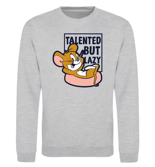 Свитшот Talented but lazy Серый меланж фото