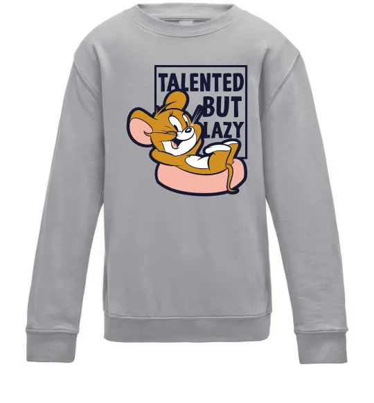 Детский Свитшот Talented but lazy Серый меланж фото