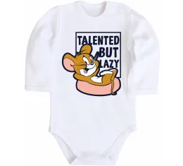 Детский боди Talented but lazy Белый фото
