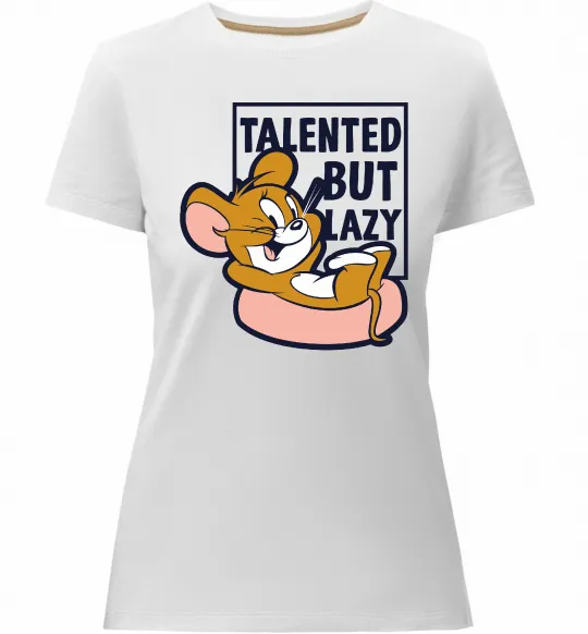 Женская премиум футболка Talented but lazy Белый фото