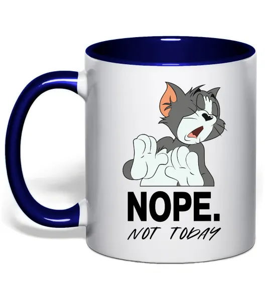 Чашка с цветной ручкой Nope Not today Глубокий темно-синий фото