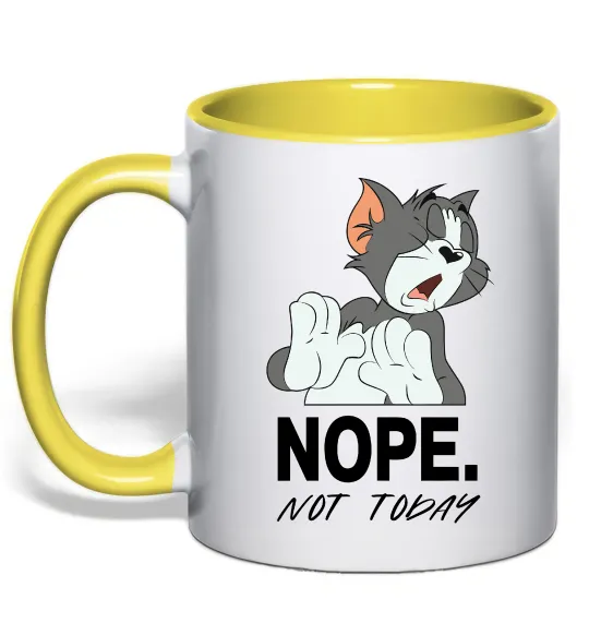 Чашка с цветной ручкой Nope Not today Лимонный фото