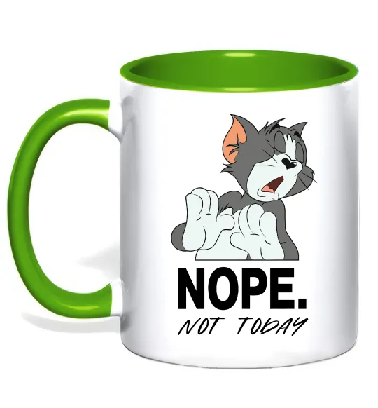 Чашка с цветной ручкой Nope Not today Лаймовый фото