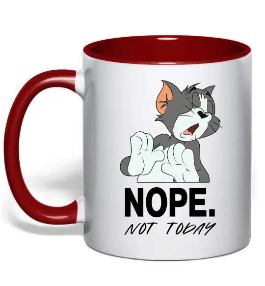 Чашка с цветной ручкой Nope Not today Красный фото