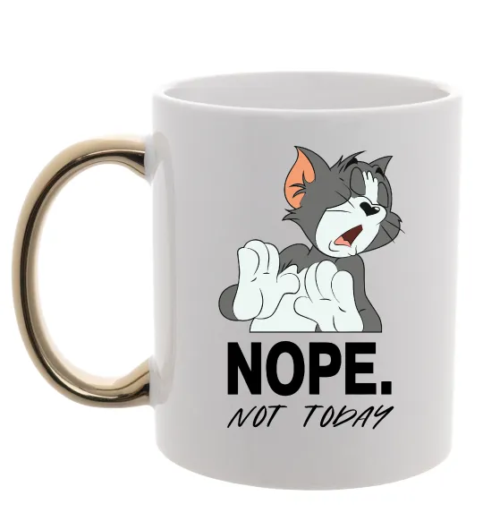 Чашка с цветной ручкой Nope Not today Золото фото