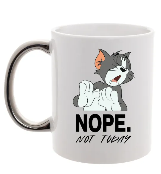 Чашка с цветной ручкой Nope Not today Серебро фото