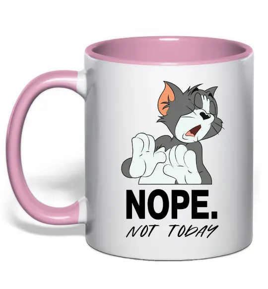 Чашка с цветной ручкой Nope Not today Нежно розовый фото