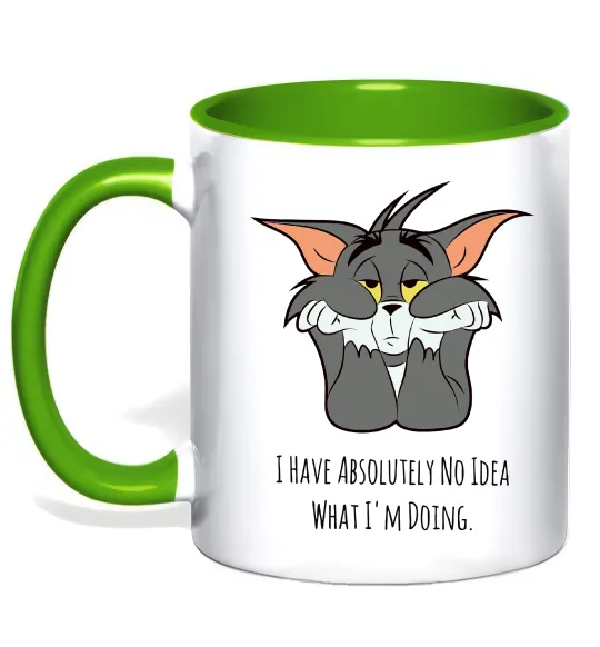 Чашка с цветной ручкой I have no idea Лаймовый фото