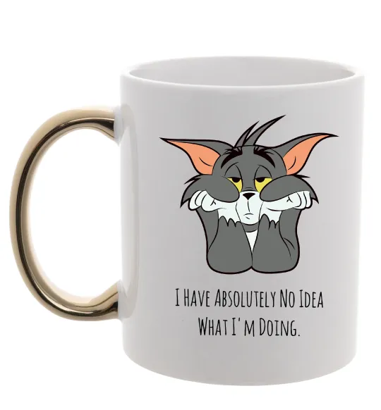 Чашка с цветной ручкой I have no idea Золото фото