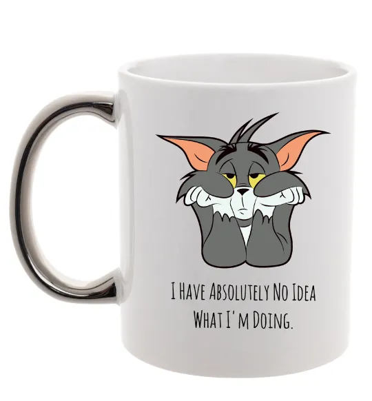 Чашка с цветной ручкой I have no idea Серебро фото