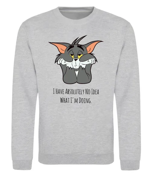 Свитшот I have no idea Серый меланж фото