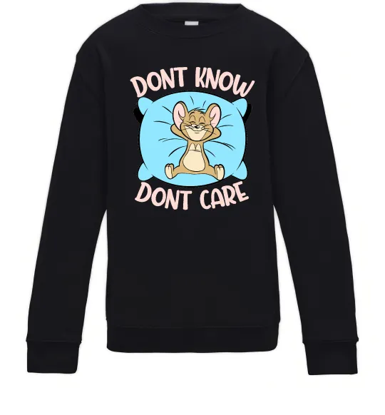 Детский Свитшот Dont know dont care Черный фото
