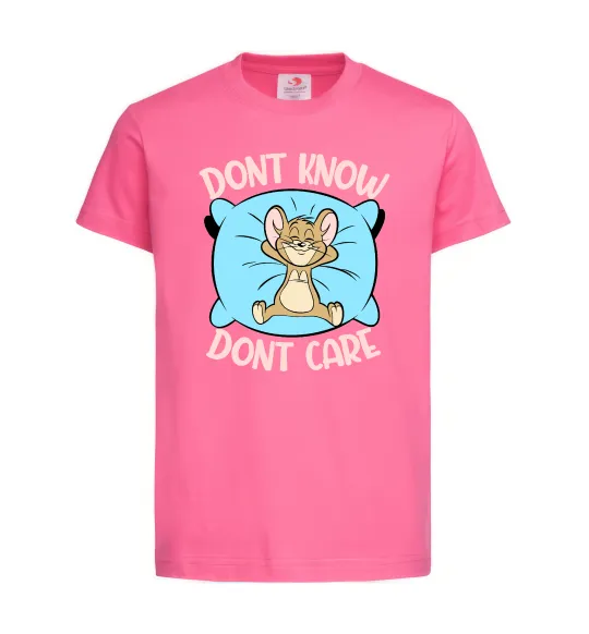Детская футболка Dont know dont care Ярко-розовый фото