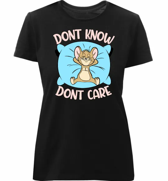 Женская премиум футболка Dont know dont care Черный фото