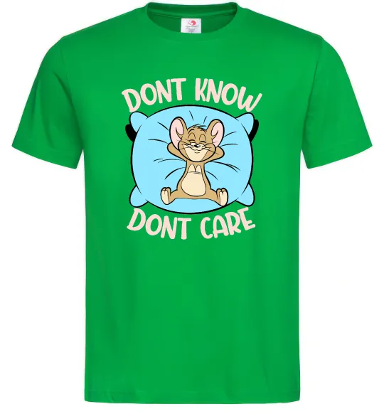 Мужская футболка Dont know dont care Зеленый фото