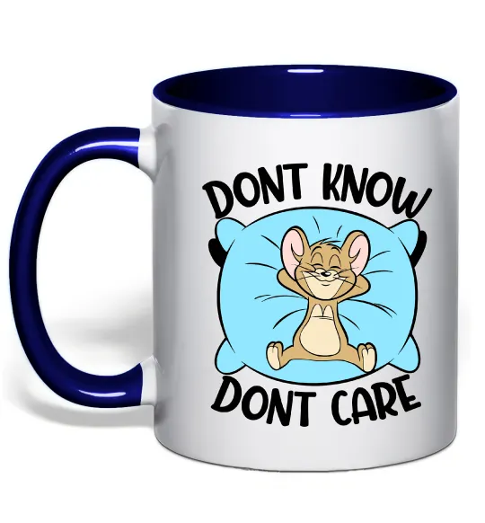 Чашка с цветной ручкой Dont know dont care Глубокий темно-синий фото