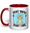 Чашка с цветной ручкой Dont know dont care Красный фото