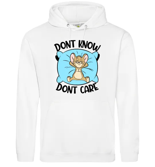 Мужская толстовка (худи) Dont know dont care Белый фото