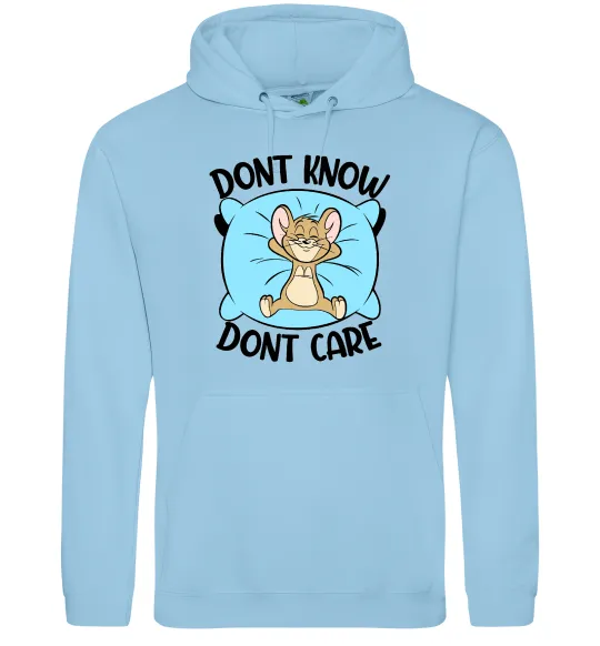 Мужская толстовка (худи) Dont know dont care Голубой фото
