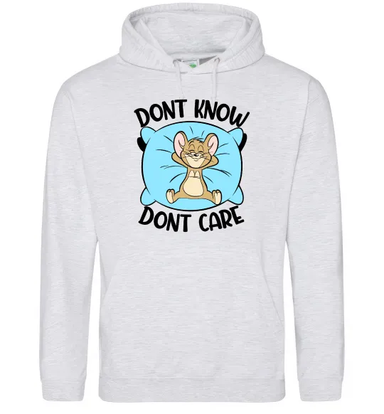 Женская толстовка (худи) Dont know dont care Серый меланж фото