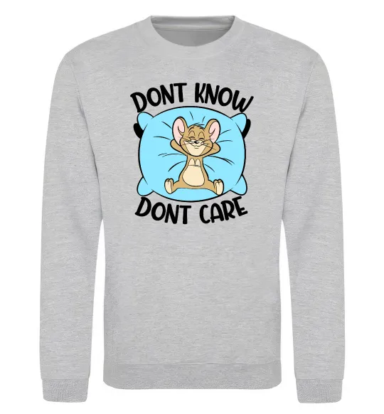 Свитшот Dont know dont care Серый меланж фото
