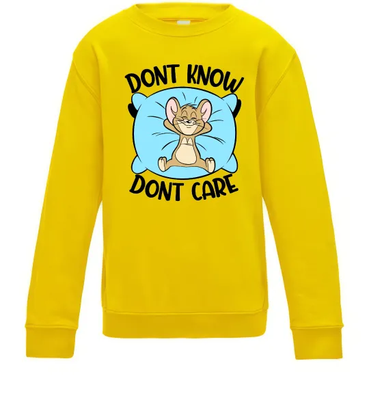 Детский Свитшот Dont know dont care Солнечно желтый фото