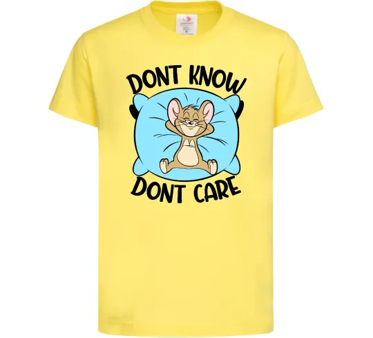 Детская футболка Dont know dont care Лимонный фото
