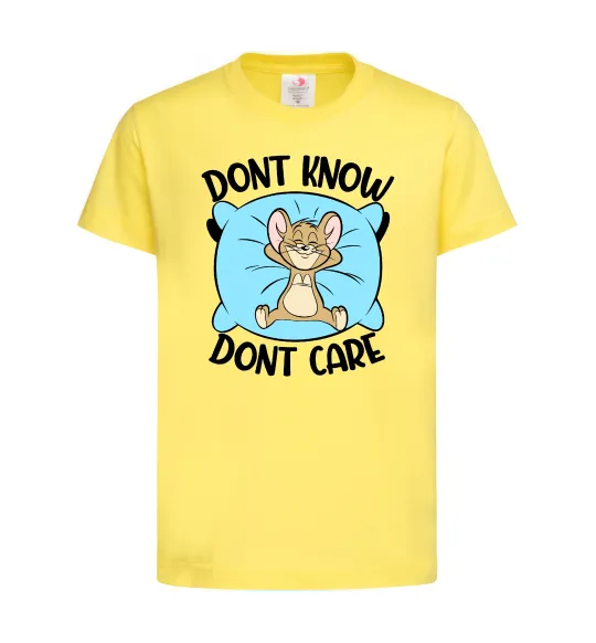 Детская футболка Dont know dont care Лимонный фото