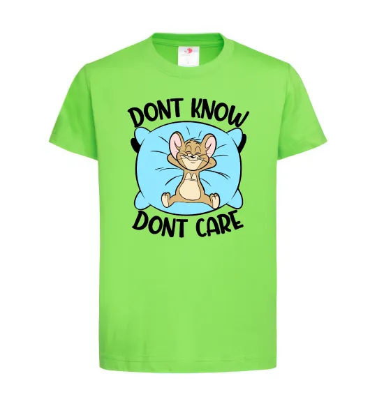 Детская футболка Dont know dont care Лаймовый фото