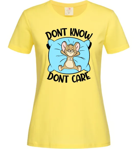 Женская футболка Dont know dont care Лимонный фото