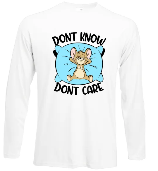 Лонгслив Dont know dont care Белый фото