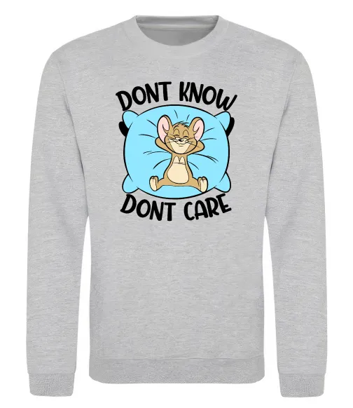 Свитшот Dont know dont care Серый меланж фото