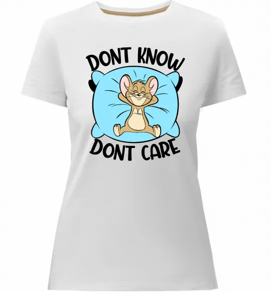 Женская премиум футболка Dont know dont care Белый фото