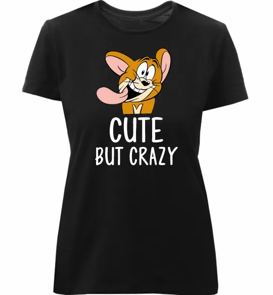 Женская премиум футболка Cute but crazy Черный фото