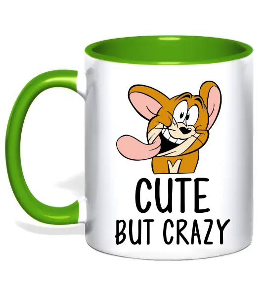 Чашка с цветной ручкой Cute but crazy Лаймовый фото