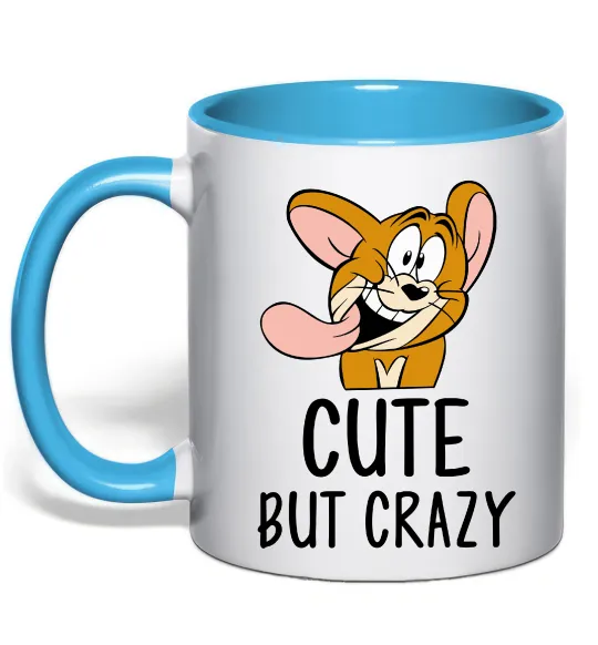 Чашка с цветной ручкой Cute but crazy Голубой фото