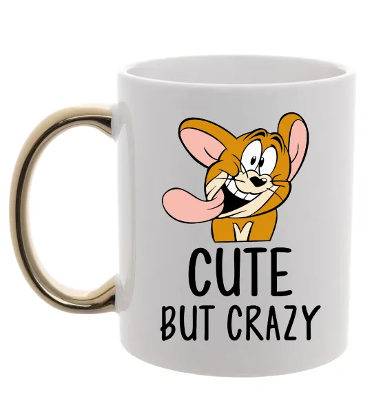 Чашка с цветной ручкой Cute but crazy Золото фото