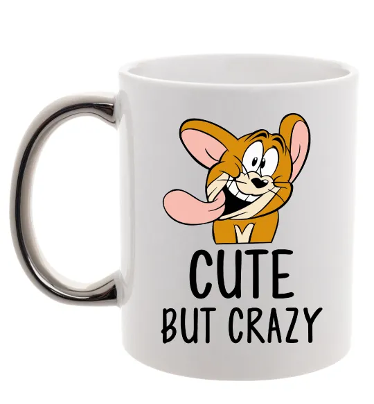 Чашка с цветной ручкой Cute but crazy Серебро фото