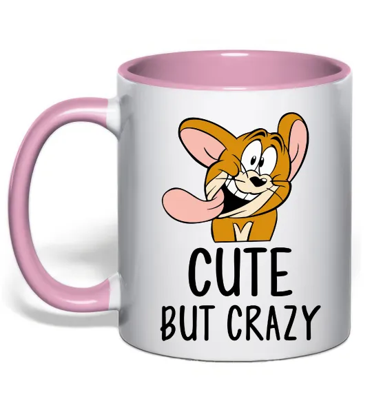 Чашка с цветной ручкой Cute but crazy Нежно розовый фото
